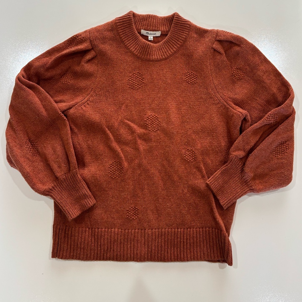 Madewell Rust Orange Textured Dot Knit Sweater